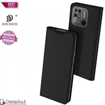 Dux Ducis dirbtinės odos viršelis - juodas (Xiaomi Redmi 10C)